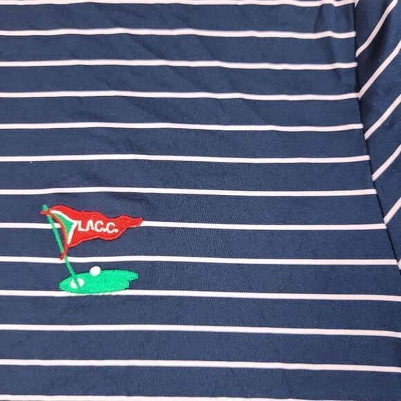 Ralph Lauren RLX Mens Golf Polo Shirt Size M Blue Pink Stripped LACC Club - Picture 5 of 12